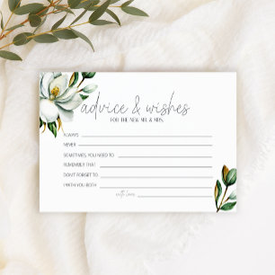White Magnolia Floral Wedding Advice Wishes Stationery