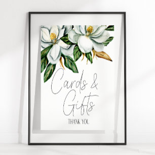 White Magnolia Floral Wedding Card & Gifts Sign