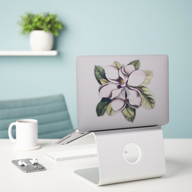 White Magnolia Flower (Laptop On Desk)