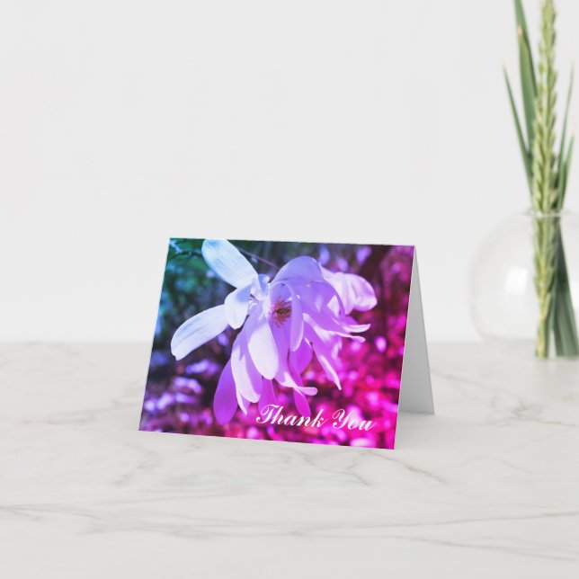 White Magnolia Flower Art Thank You Card (Front)