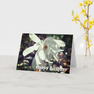 White Magnolia Flower Birthday Card