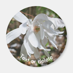 White Magnolia Flower Blossom Personalised Magnet