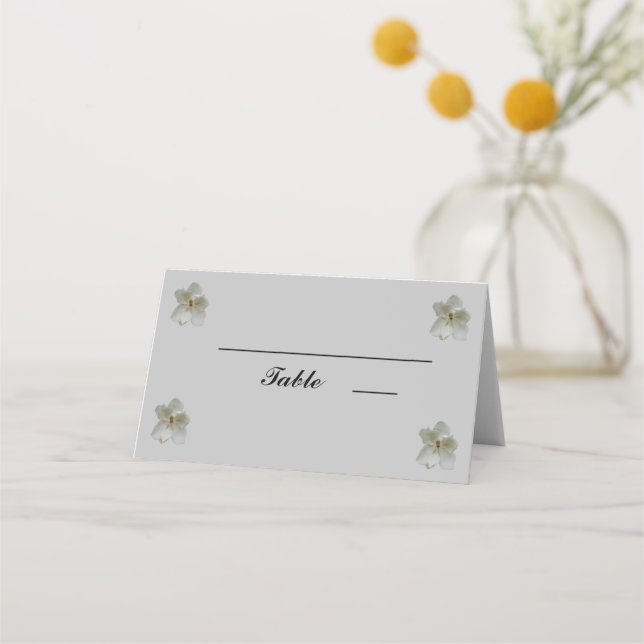 White Magnolia flower folded table Place Card (Front)