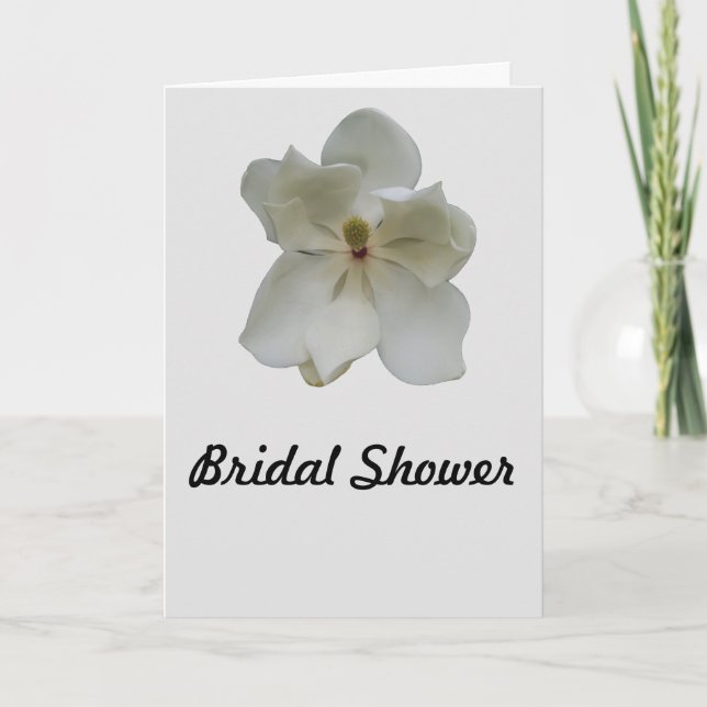 White Magnolia Flower on a Bridal Shower Invitation (Front)