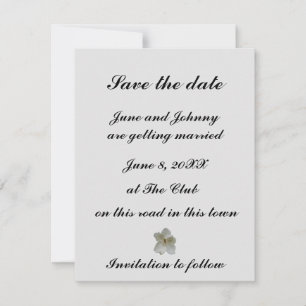 White Magnolia Flower on a Save the Date Card