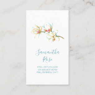 White Magnolia Flower Professional Custom Business Card
