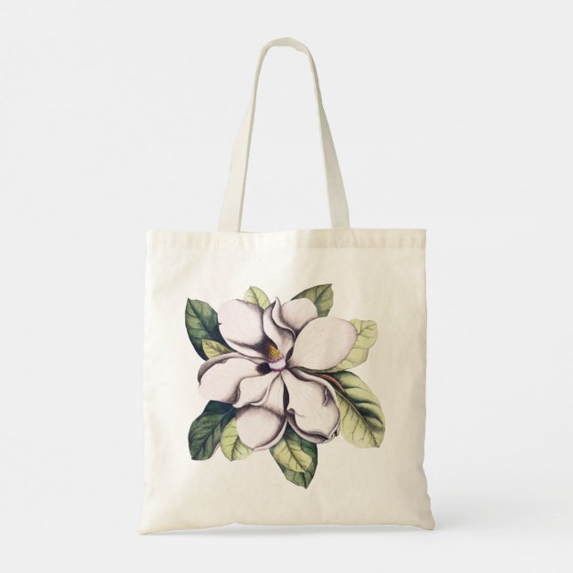 White Magnolia Flower Tote Bag (Back)