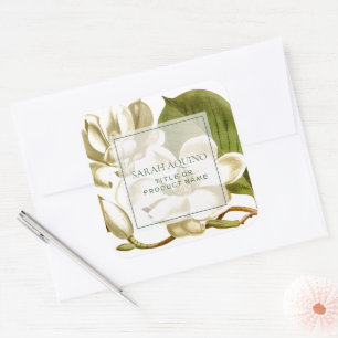 White Magnolia Flowers All Purpose Business Square Sticker