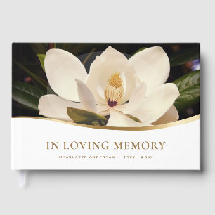 White Magnolia Funeral Guest Book