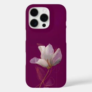 White Magnolia Gold Line Magenta iPhone 16 Pro Case