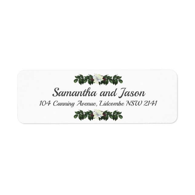 White Magnolia Greenery Floral Return Address (Front)