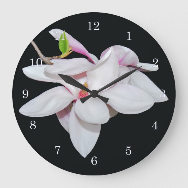 White Magnolia Large Clock (Front)