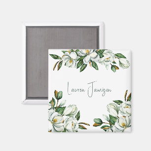 White Magnolia Magnet