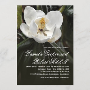 White Magnolia Modern Floral Invitation