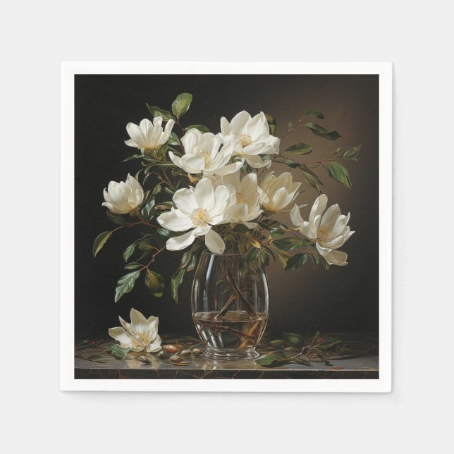 white magnolia napkin (Front)