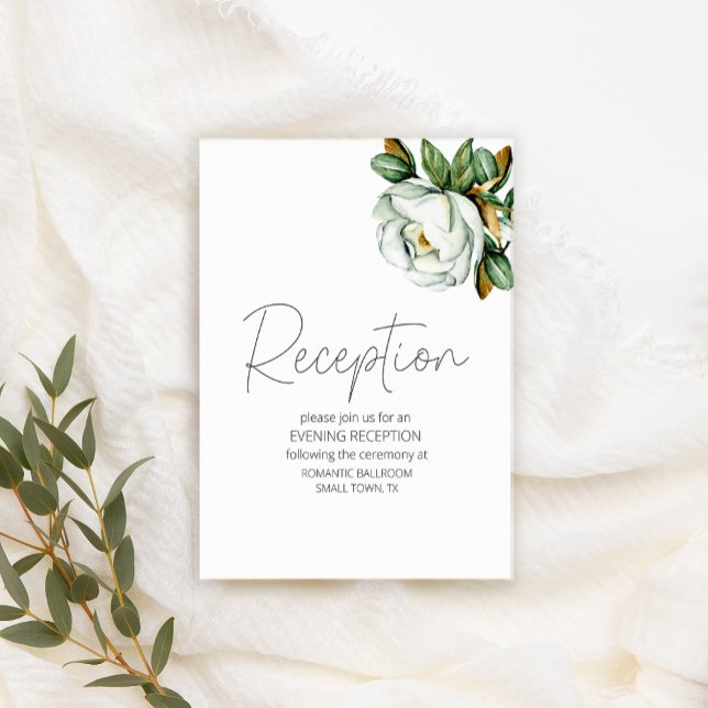 White Magnolia Rustic Floral Wedding Enclosure Card (Creator Uploaded)