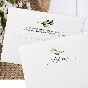 White Magnolia Rustic Floral Wedding Invitation Envelope