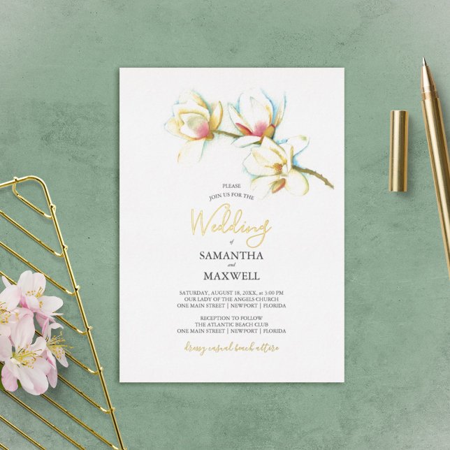 White Magnolia Watercolor Flower Wedding (Creator Uploaded)