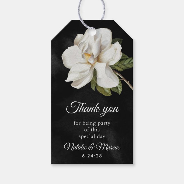 White Magnolia Wedding Favour Tags (Front)