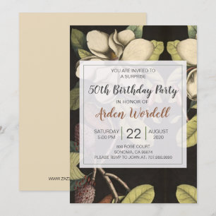 White Magnolias 50th Birthday Party Invitation