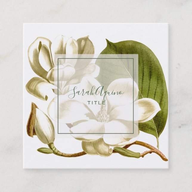 White Magnolias Floral Business Card (Front)
