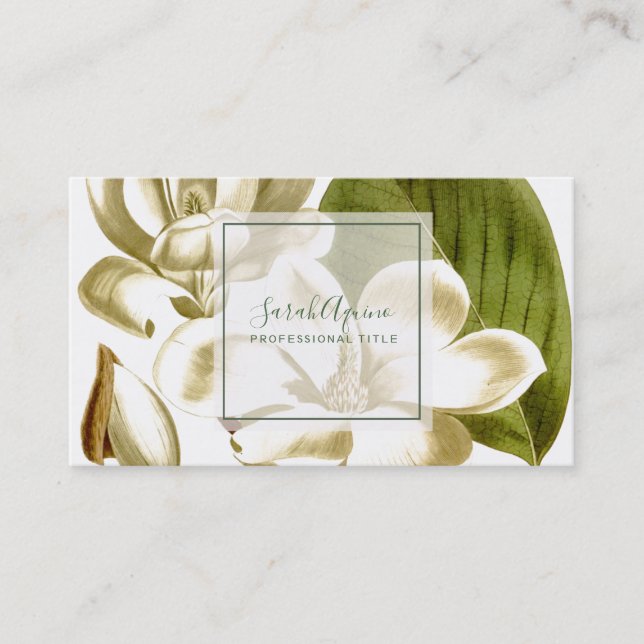 White Magnolias Floral Business Card (Front)