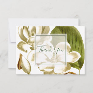 White Magnolias Floral Thank You Card