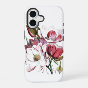 White Magnolias Flower Vintage Old Illustration iPhone 16 Case