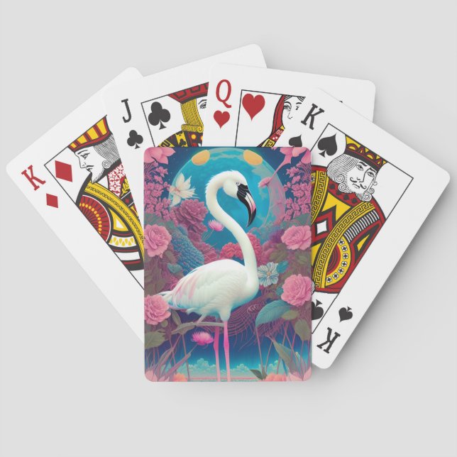 White majestic flamingo playing cards (Back)