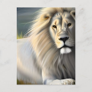 White Majestic Lion Ethereal Art Postcard