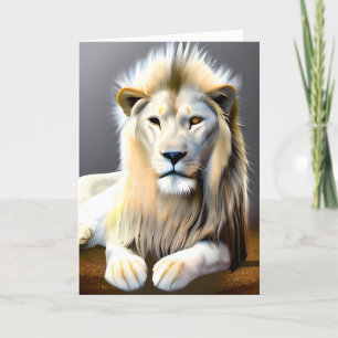 White Majestic Lion Ethereal Art Thinking of You Card
