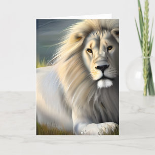 White Majestic Lion Ethereal Art Thinking of You Card