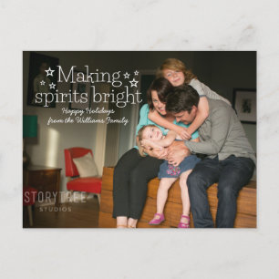 White Making Spirits Bright Holiday Photo Postcard