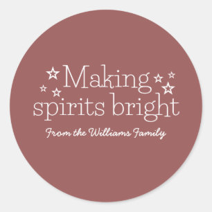 White Making Spirits Bright Holiday Stickers