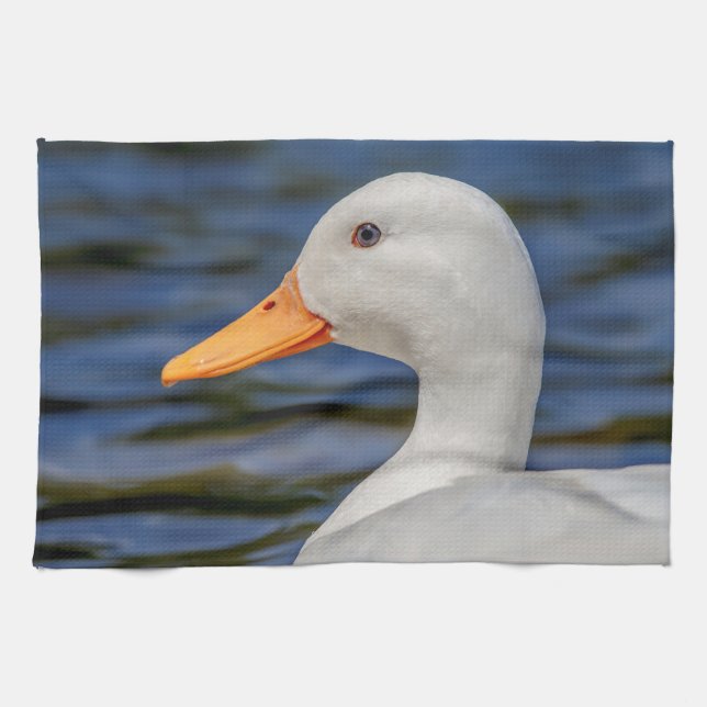 White Mallard Duck Tea Towel (Horizontal)