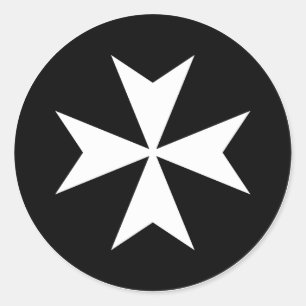 White Maltese Cross Classic Round Sticker