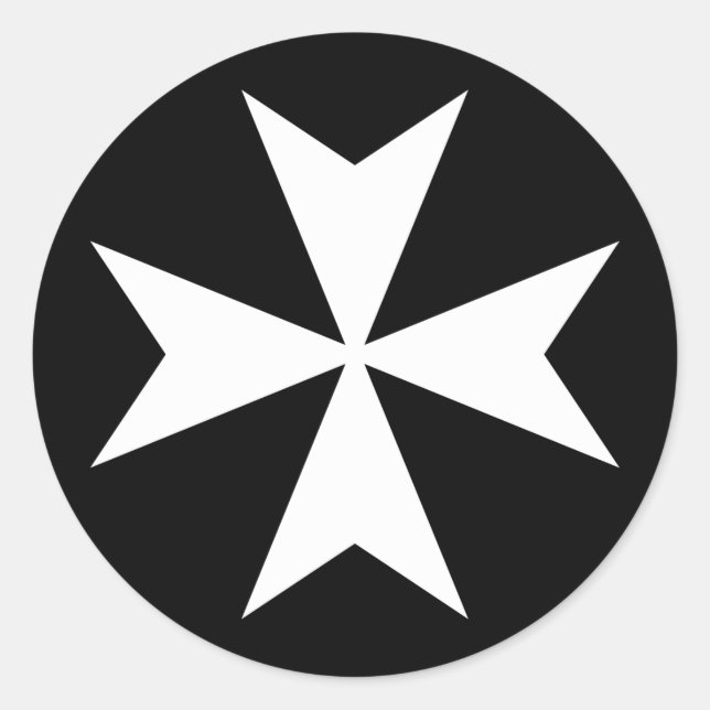 White Maltese Cross Classic Round Sticker (Front)