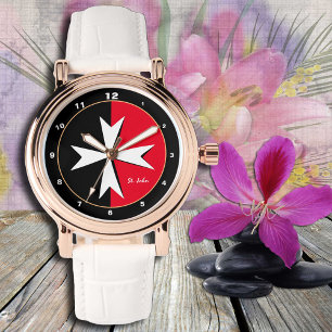 White Maltese Cross & Malta flag fashion / doctor Watch