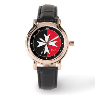 White Maltese Cross & Malta flag fashion / fireman Watch
