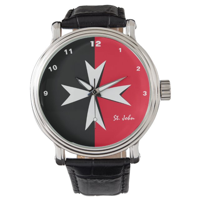White Maltese Cross & Malta flag fashion / knights Watch (Front)