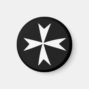 White Maltese Cross & Malta flag /knight symbol BL Magnet