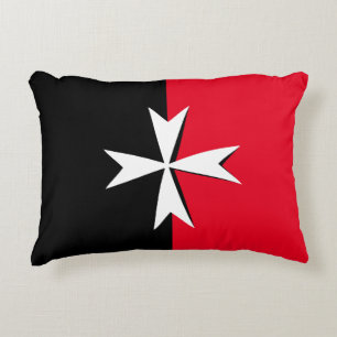 White Maltese Cross & Malta flag symbol / knights Decorative Cushion