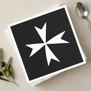 White Maltese Cross, Malta flag symbol / knights Napkin