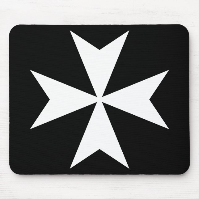 White Maltese Cross Mouse Mat (Front)
