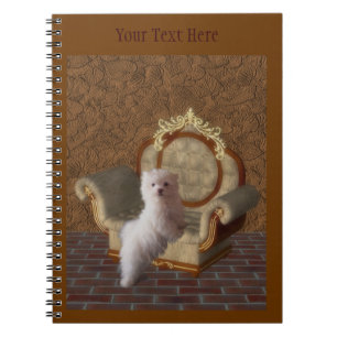 White Maltese Fantasy Dog Art Notebook