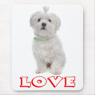 White Maltese Puppy Dog Canine Mouse Mat