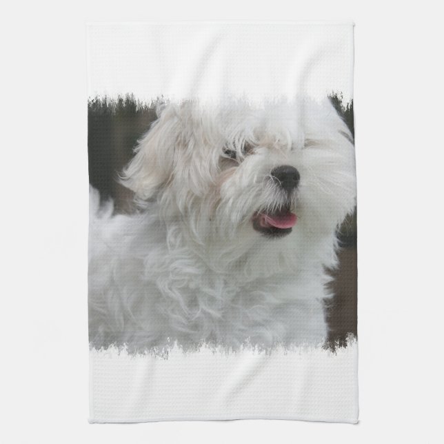 White Maltese Puppy Kitchen Towel (Vertical)