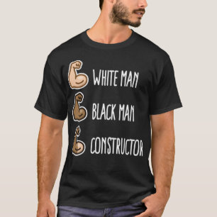 White man black man constructor biceps gym dinosau T-Shirt