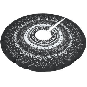 White Mandala Black Brushed Polyester Tree Skirt