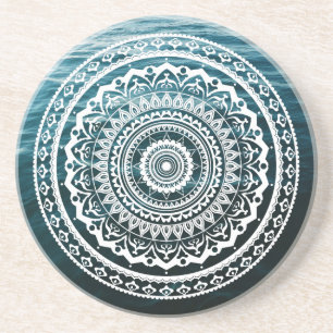 White Mandala Let the sea set you free Coaster